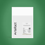 White product packaging with 'Artefact' branding on a green background