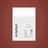 White syrup package with 'Artefact' branding on a brown background