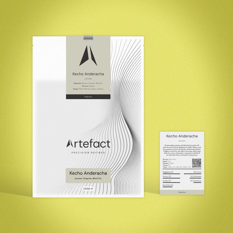 Product packaging with 'Artefact' branding on a yellow background