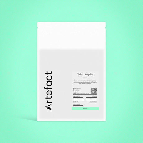 Product packaging with 'Artefact' branding on a light green background