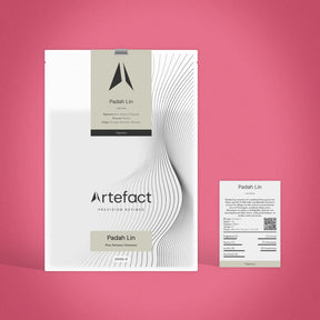 Artefact Padah Lin packaging on a pink background