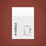 White product packaging with 'Artefact' branding on a brown background