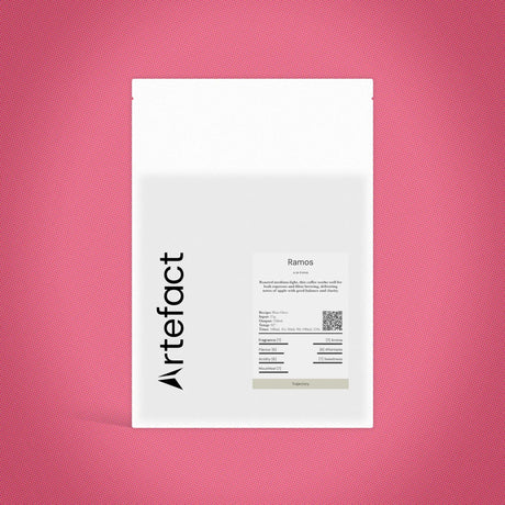 White paper with 'Artefact' branding on a pink textured background